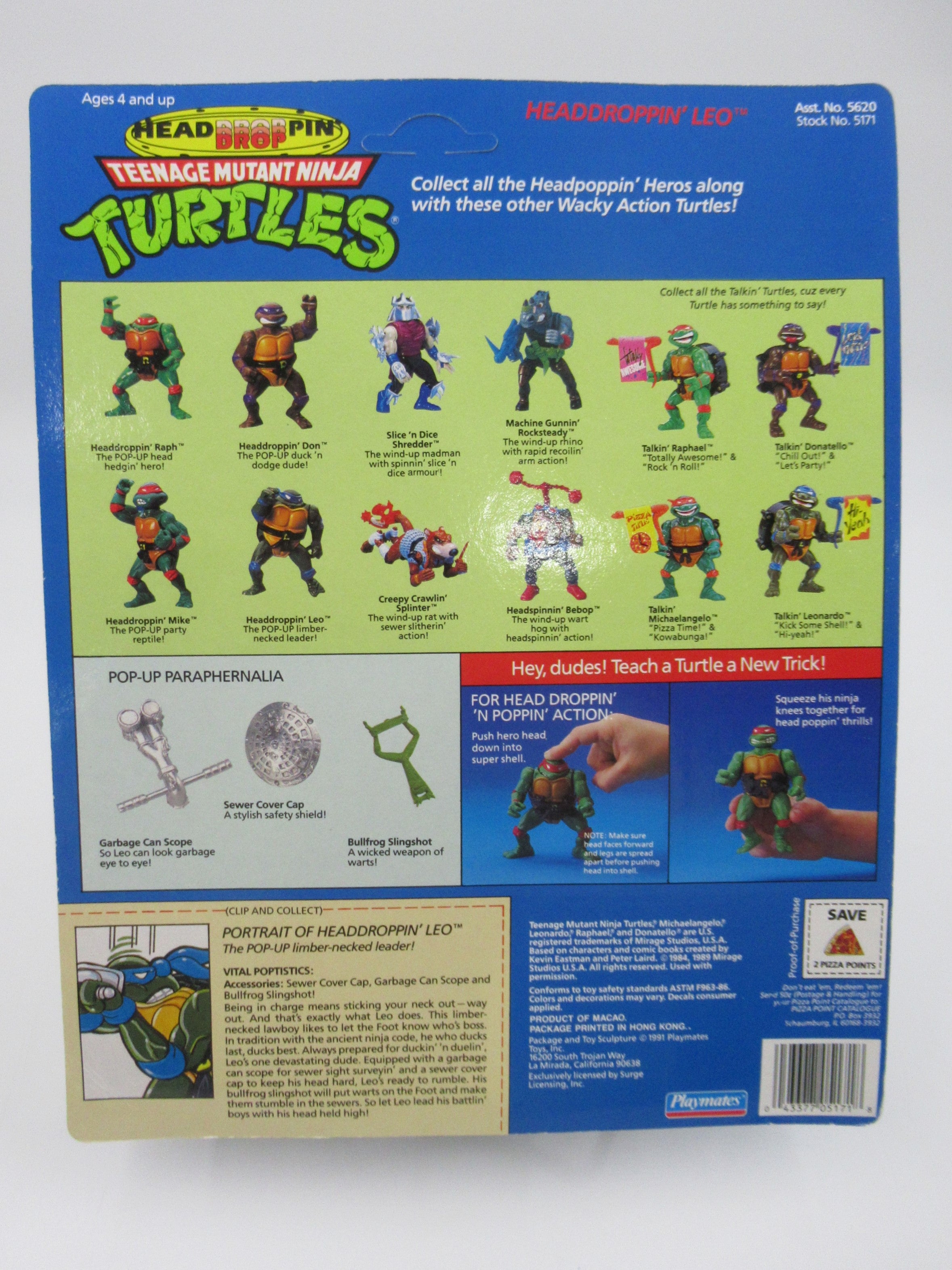 Teenage Mutant Ninja Turtles Headdroppin' TMNTs Set of 4 - Playmates (1991)